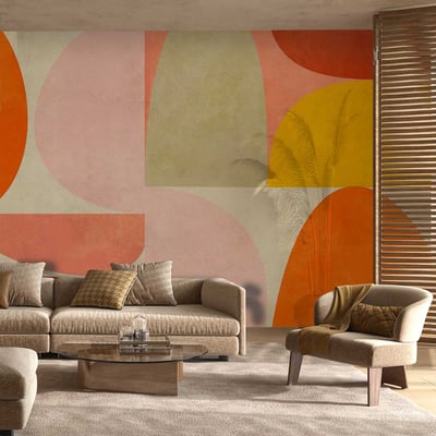 Papier peint formes couleurs oranges HEXOA