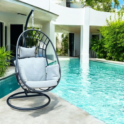Fauteuil suspendu design en aluminium noir OSLO PIER IMPORT