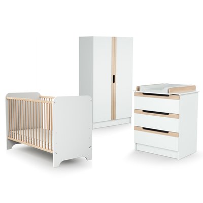 Chambre bébé lit, commode à langer et armoire en bois CARROUSEL AT4