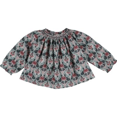 Blouse tissu liberty brodée main - Très bon état BONPOINT