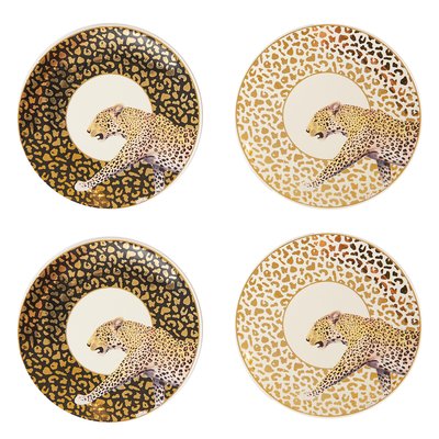Set of 4 Stoneware Leopard Dishes SO'HOME