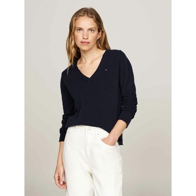 Pull manches longues en laine col V TOMMY HILFIGER