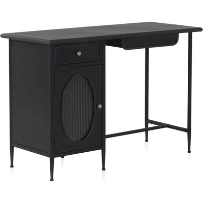 Bureau métal  porte ovale verre ondulé style industriel RECOLLECTION