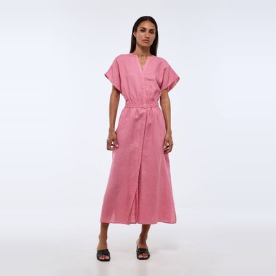 Robe midi unie en lin MONOPRIX