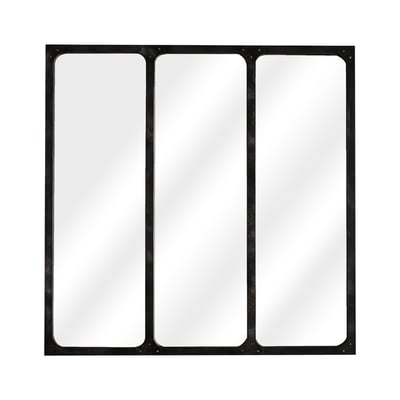 Miroir carré 3 bandes métal rouillé 70x70cm EMDE