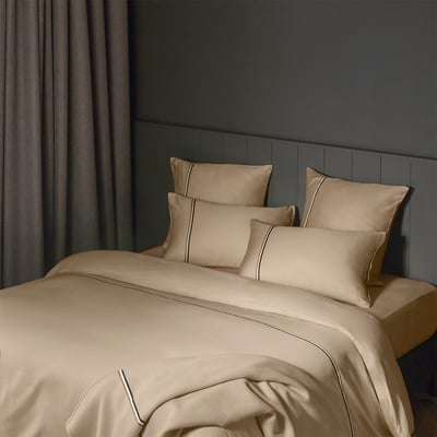 Taie d'oreiller en satin de coton bleu, B LINEA BOSS HOME