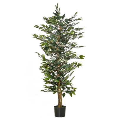 HOMCOM Lot De 2 Figuiers Artificiels 110cm - Plantes Déco Intérieur Avec Pot