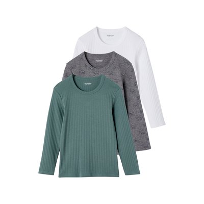 Lot de 3 tee-shirt à côtes manches longues VERTBAUDET