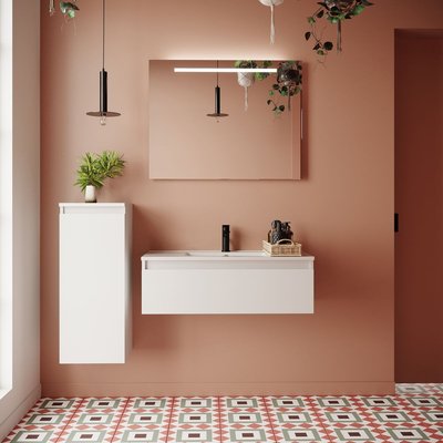 Ensemble vasque intégrée 1 tiroir + colonne à gauche - HUDSON HOMIFAB