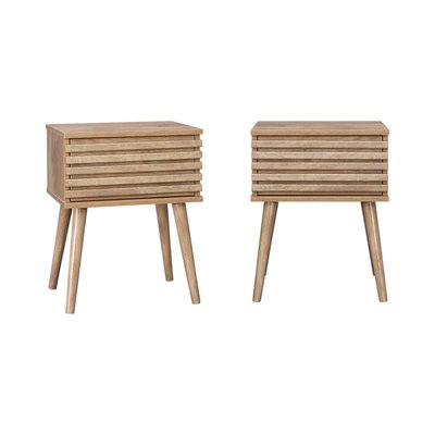 Table de chevet scandinave en décor bois rainuré 1 tiroir (lot de 2) MADERE SWEEEK