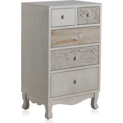 Commode blanche en bois finition mate sculptée élégante RECOLLECTION