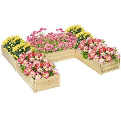 Lot de 5 carrés potagers - forme personnalisable - sapin pré-huilé OUTSUNNY