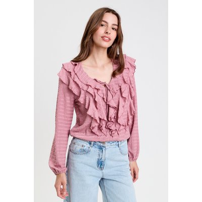 Blouse manches longues aspect dentelle CACHE CACHE