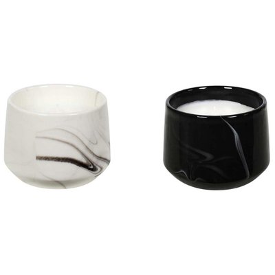 Bougie parfumée pot en dolomite effet marbre (Lot de 2) 8 x 11 cm CMP