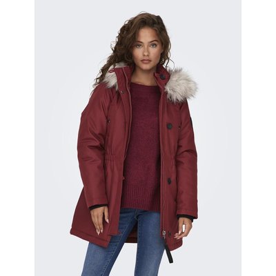Manteau fausse fourrure bordeaux sale