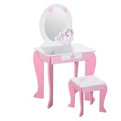 Ensemble de coiffeuse pour enfants Bois Rose HOMCOM