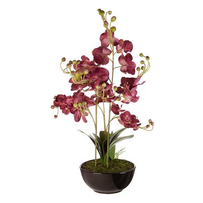 85cm Artificial Purple Orchid in Black Ceramic Pot SO'HOME