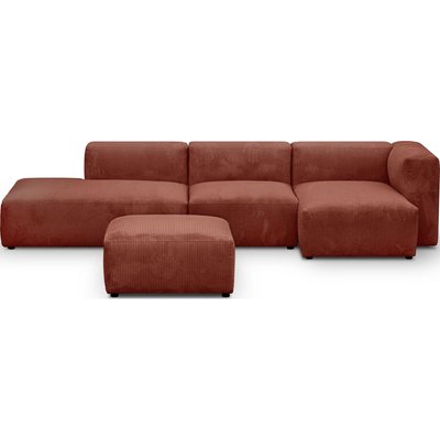 Canapé d'angle à droite modulable 5 places en velours côtelé + pouf - MODULO NEW HOMIFAB