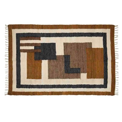 Tapis en coton tressé design beige, marron et noir 140x200cm WADIGA