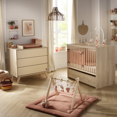 Chambre bébé, Lit 120x60 évolutif et Commode à langer 3 tiroirs SAUTHON