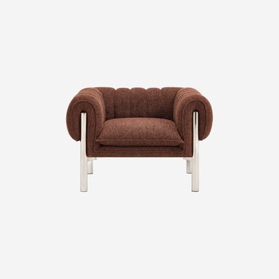 Fauteuil droit pin, bois, acier inoxydable, polyester OSINI HABITAT