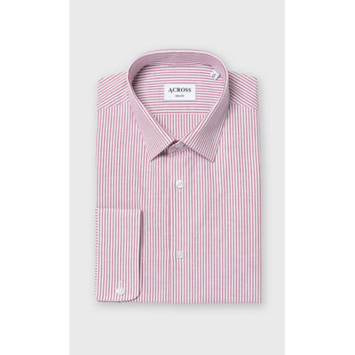Chemise Slim fit à rayures en Oxford brique ACROSS