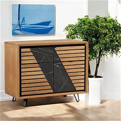 Petit buffet design en bois de chêne finition miel ESSEN PIER IMPORT