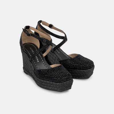 Sandales compensées tressées avec détails de strass et fermeture à boucle ALMA EN PENA