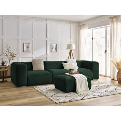 Canapé droit fixe 4 places en tissu texturé avec pouf, ZEPHYR BOBOCHIC