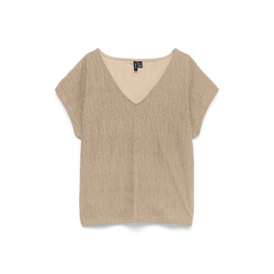 T-shirt manches courtes col en maille pailletée VERO MODA