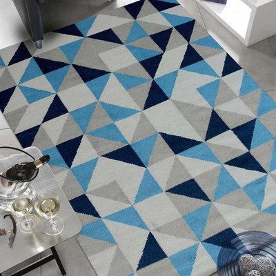 Tapis kilim fait main en laine motif géométrique UN AMOUR DE TAPIS