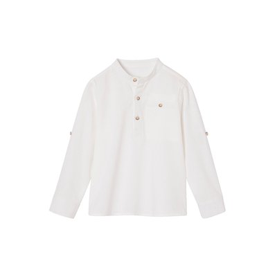 Chemise col Mao en coton/lin manches retroussables VERTBAUDET