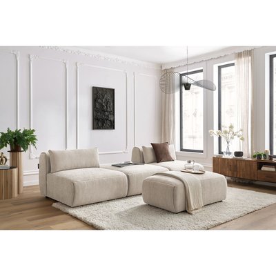 Canapé modulable 4 places en tissu texturé avec pouf, JEANNE BOBOCHIC