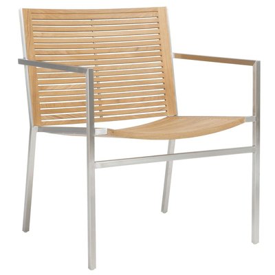 Fauteuil en teck avec pied en acier inoxydable NOW'S HOME