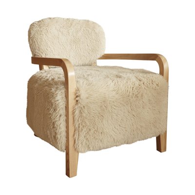 Fauteuil imitation fourrure et structure en bois, YACK NOW'S HOME