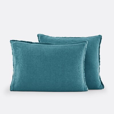 Linot Fringed Washed Linen Pillowcase LA REDOUTE INTERIEURS