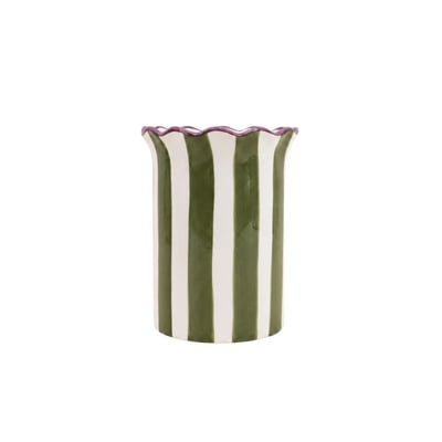 Vase en céramique rayé festonné 16x21cm ORNAMI