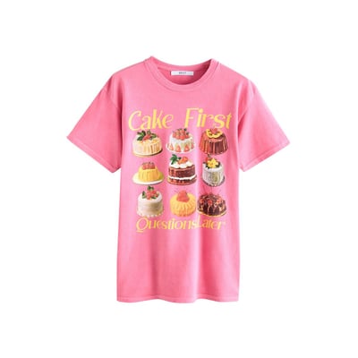T-shirt ras du cou oversize à imprimé gâteaux NEXT