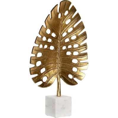 feuille décorative dorée sur socle marbre style tropical élégant RECOLLECTION