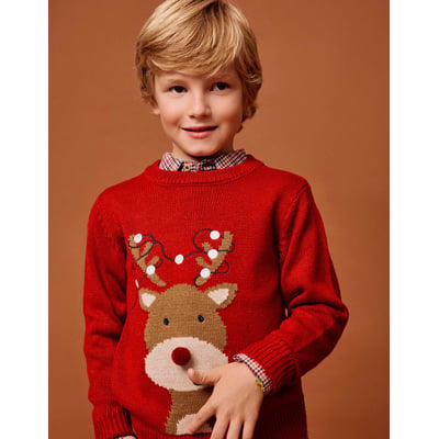 Pull en maille avec renne jacquard ZIPPY