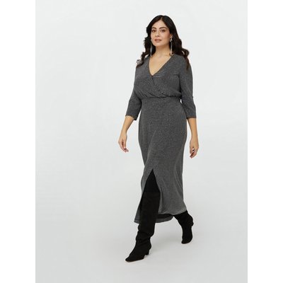 Robe longue en jersey fil textile, croisé sur le devant et élastique à la taille FIORELLA RUBINO