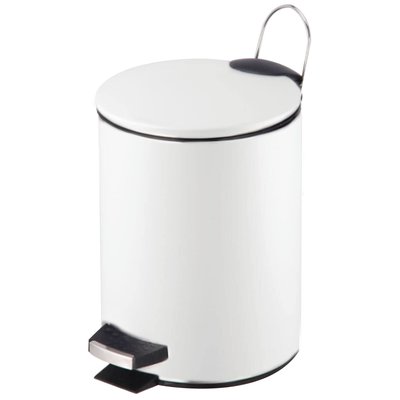 Poubelle salle de bain métal blanc ronde 3L WADIGA