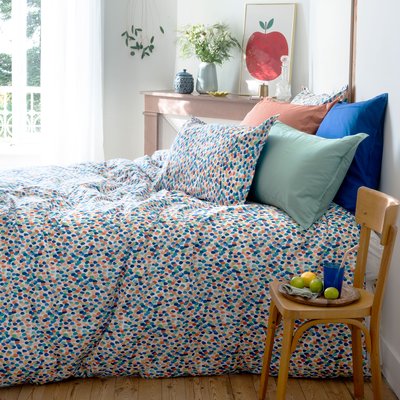 Housse de couette réversible pur coton floral MIJAS CARRE BLANC