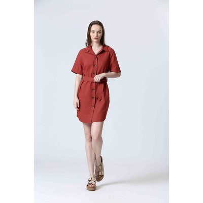 Vestido camisero corto, de manga corta SEE U SOON
