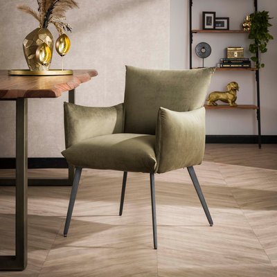 Fauteuil de table en velours vert effet coussin (lot de 2) MELBOURNE PIER IMPORT