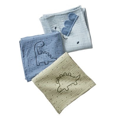 Lot de 3 langes en gaze de coton PETIT DINO VERTBAUDET