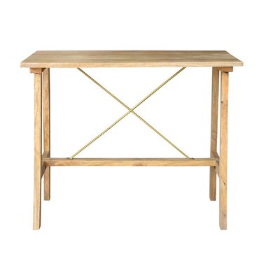 Table de bar en bois manguier massif et métal doré L130 cm MARGHA MILIBOO