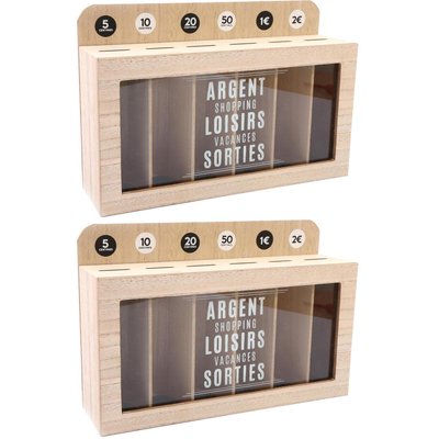 Tirelire compartimentée Shopping 30x20 cm (Lot de 2) JARDINDECO