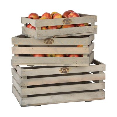 Caisses à fruits en pin (Lot de 3) JARDINDECO