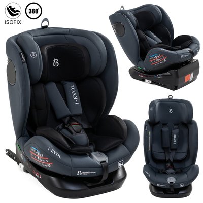 Bebelissimo - Siège auto Isofix - pivontant 360 ° - 40-150 cm -  0-36kg  i- Evol - gris foncé BEBELISSIMO J'AIME